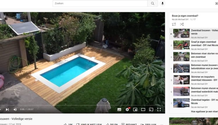 Eigen zwembad bouwen op YouTube